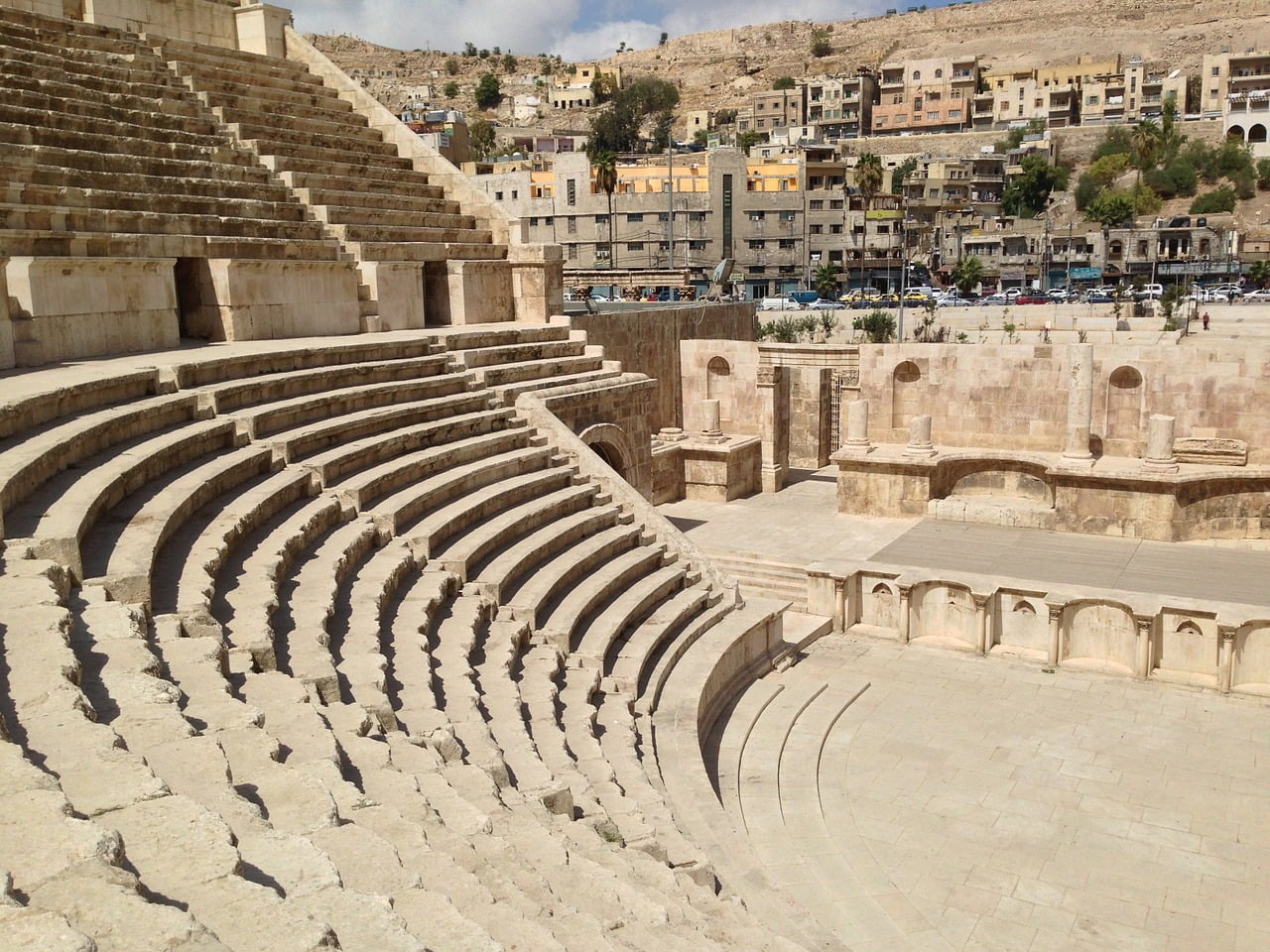 amphitheater, ruin, jordan